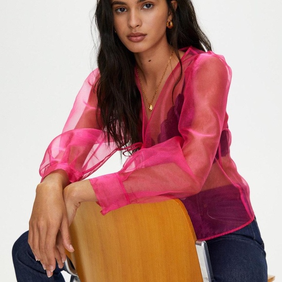 Aritzia Tops - Little Moon Celestia pink organza top - LIKE NEW
